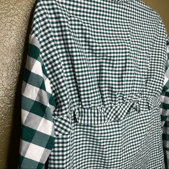Zara Womens Top Size XS Checkered Green & White Button Down Long Sleeve Shirt - Picture 11 of 15